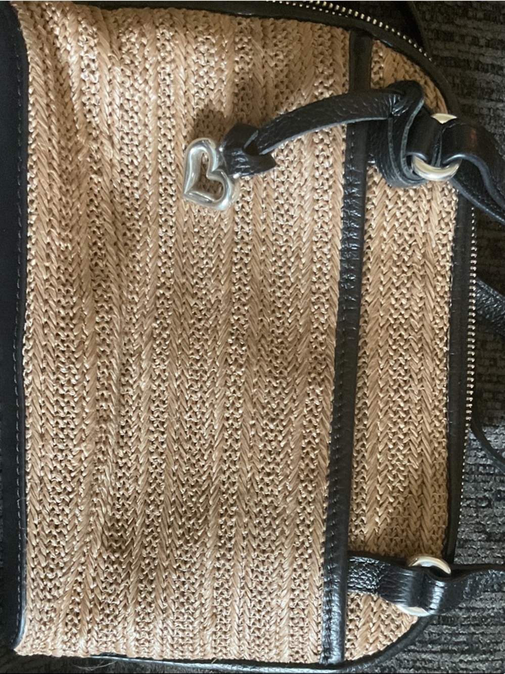 Brighton Straw Crossbody Bag with Black Trim - Picture 3 of 7